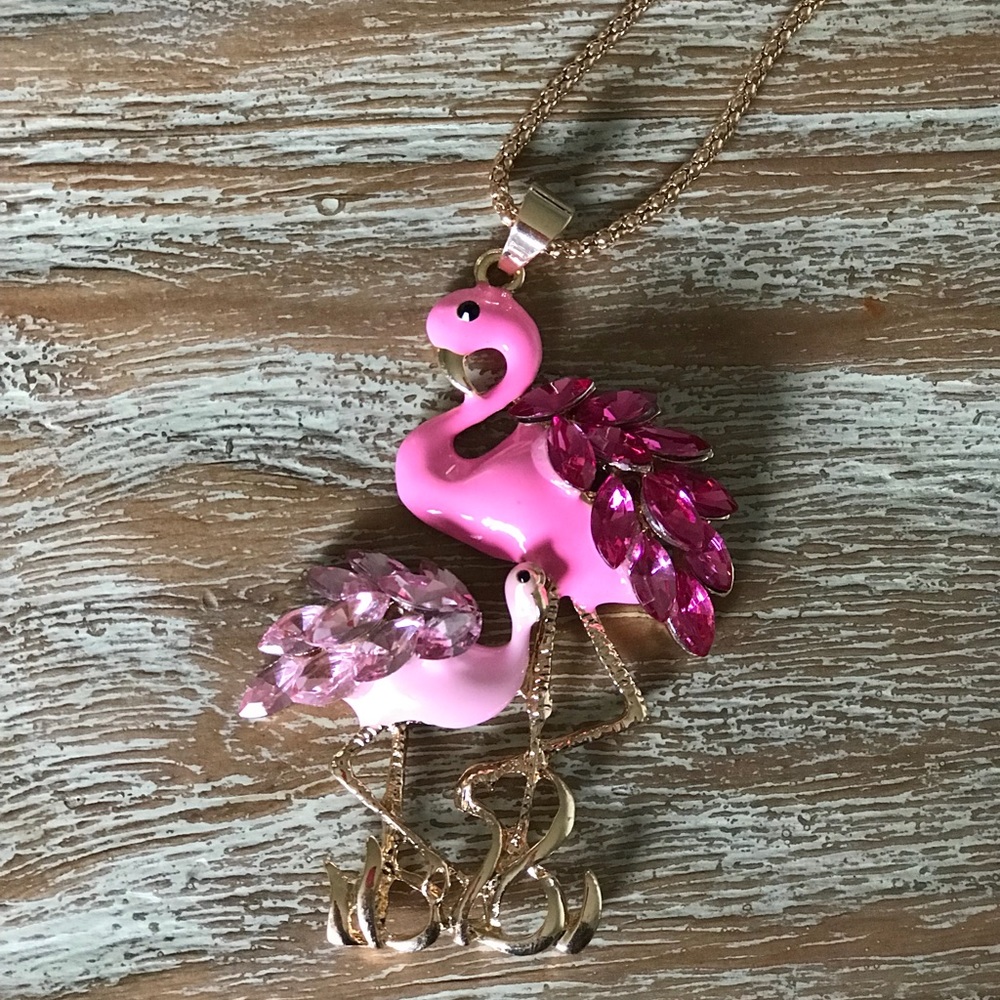 Betsey Johnson pink flamingos necklace